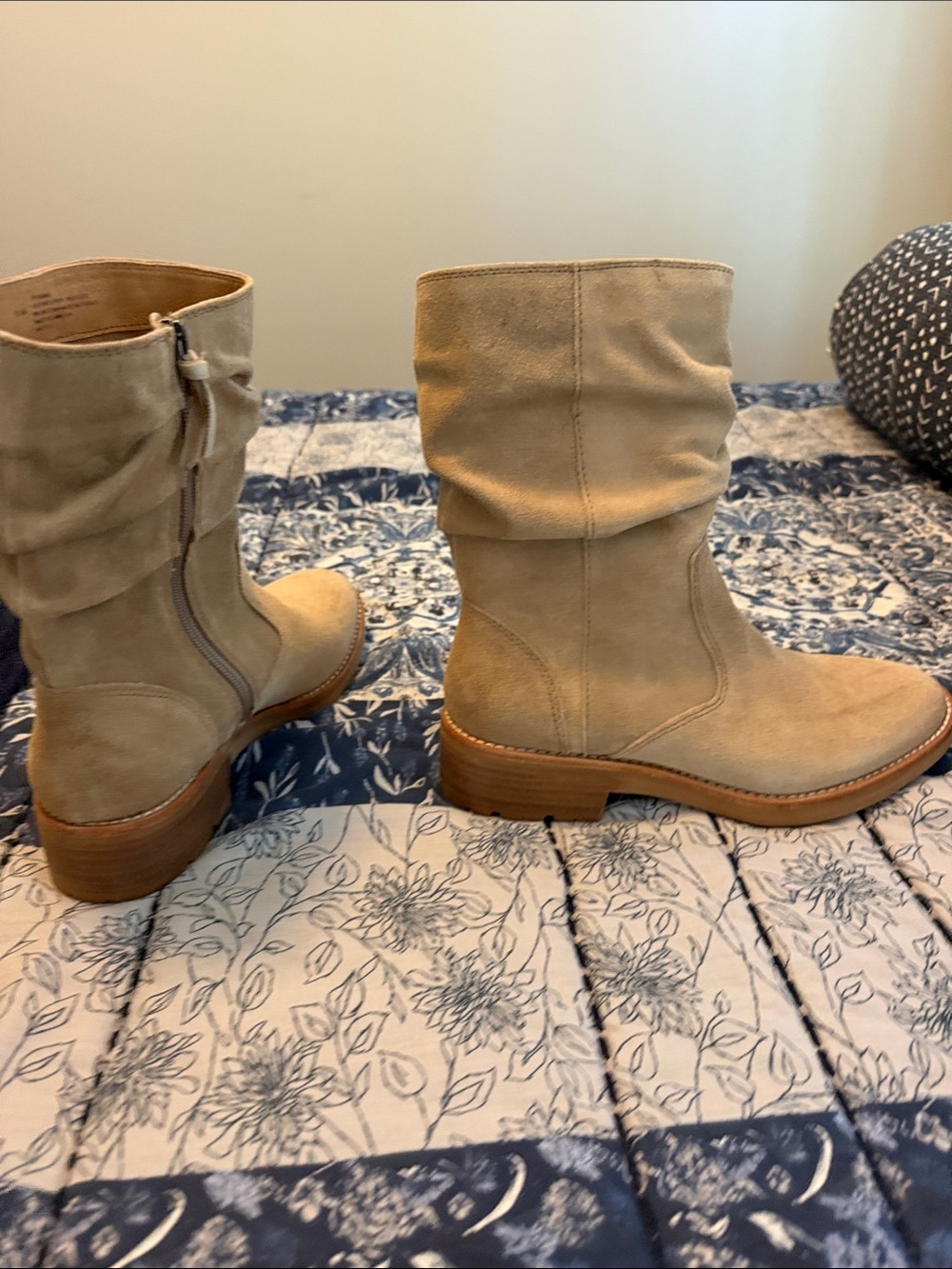 Sofft Beige Suede Mid-Calf Slouch Boots